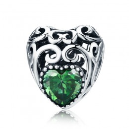 Talisman argint Vintage Green Heart